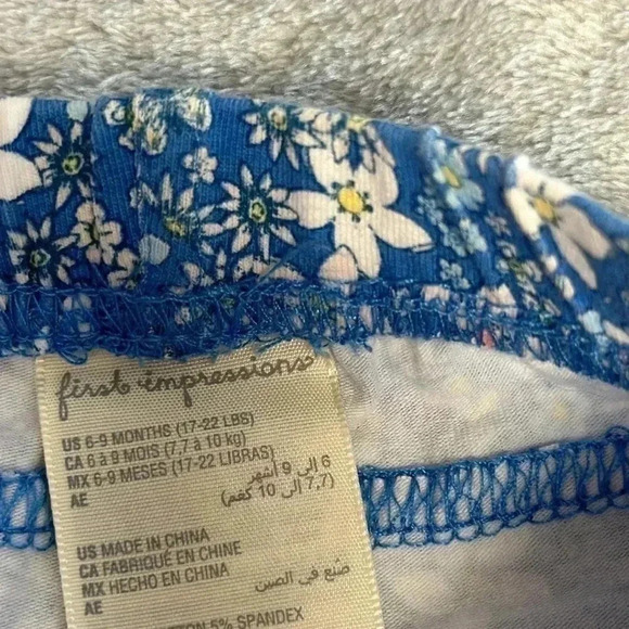 H&M and First Impressions - pair of floral print baby pants. Size 6-9  months - Picture 3 of 7